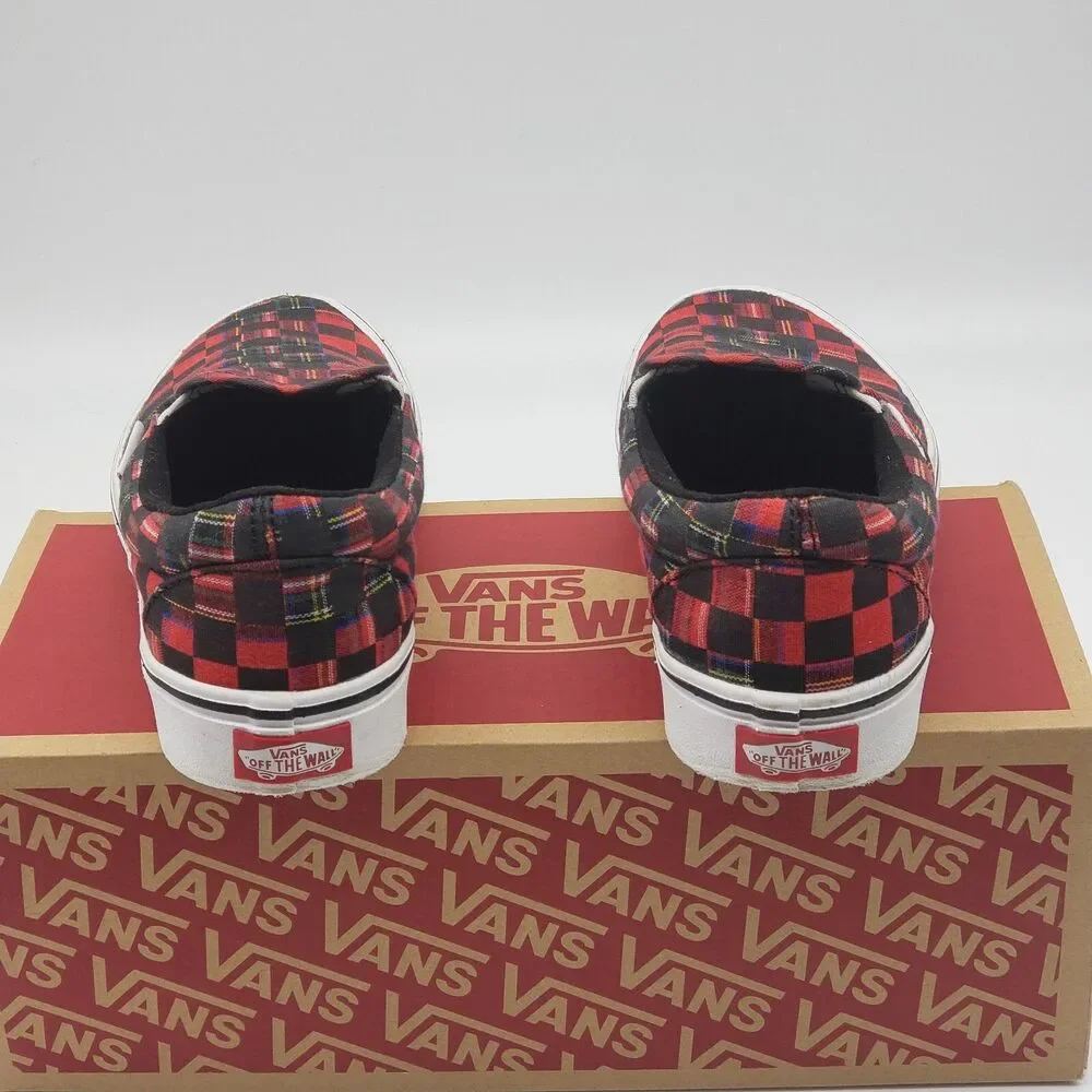 Vans ComfyCush Slip-On Plaid Red Black White Shoes M 4.5 W 6.0